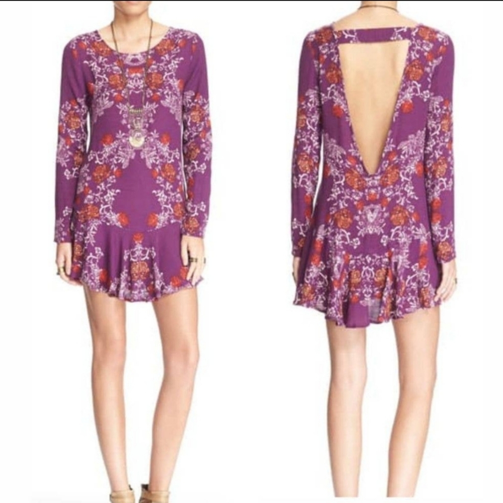 Free People Smooth Talker Purple Open Back Dress